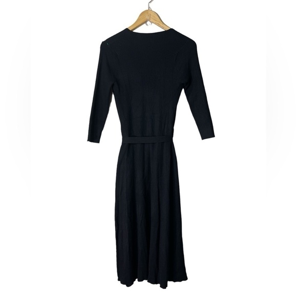 Mango Wrap Ribbed Sweater Midi Dress in Black  - MEDIUM NWT - Picture 9 of 14